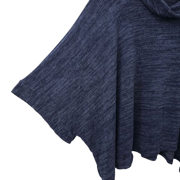 Jella C Cape Sweater Poncho Cowl Neck Womens ONE SIZE Blue Black Fleece Knit - Picture 13 of 14